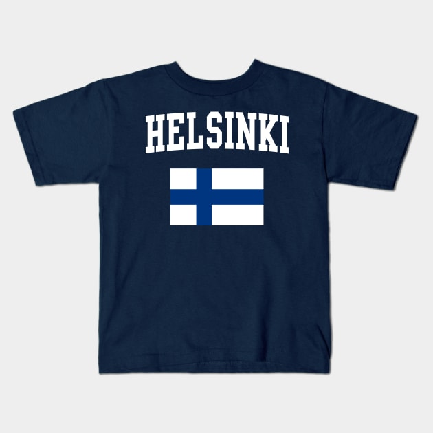 Helsinki Finland Finnish Flag Kids T-Shirt by E